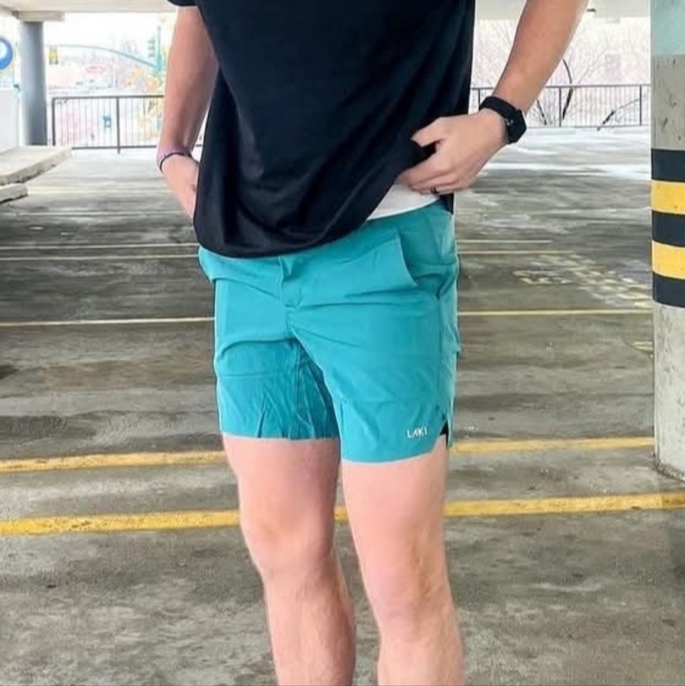 Laki Active Men's Teal Shorts With Built-in Liner